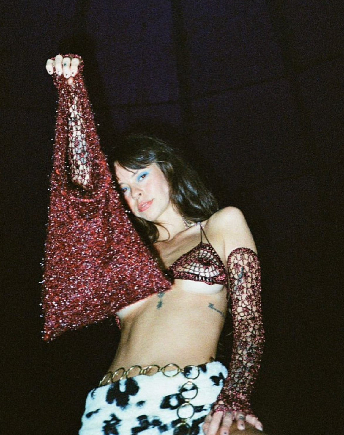 Knit fluffy tote bag