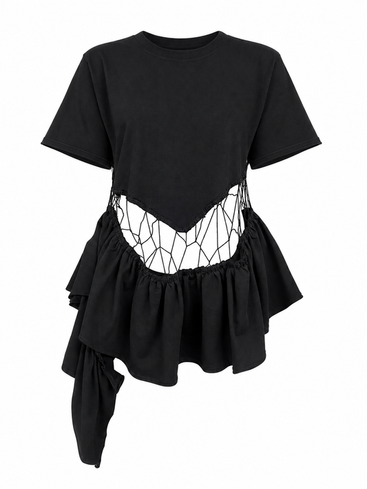 Handcrafted Organic Cotton T-Shirt with crochet