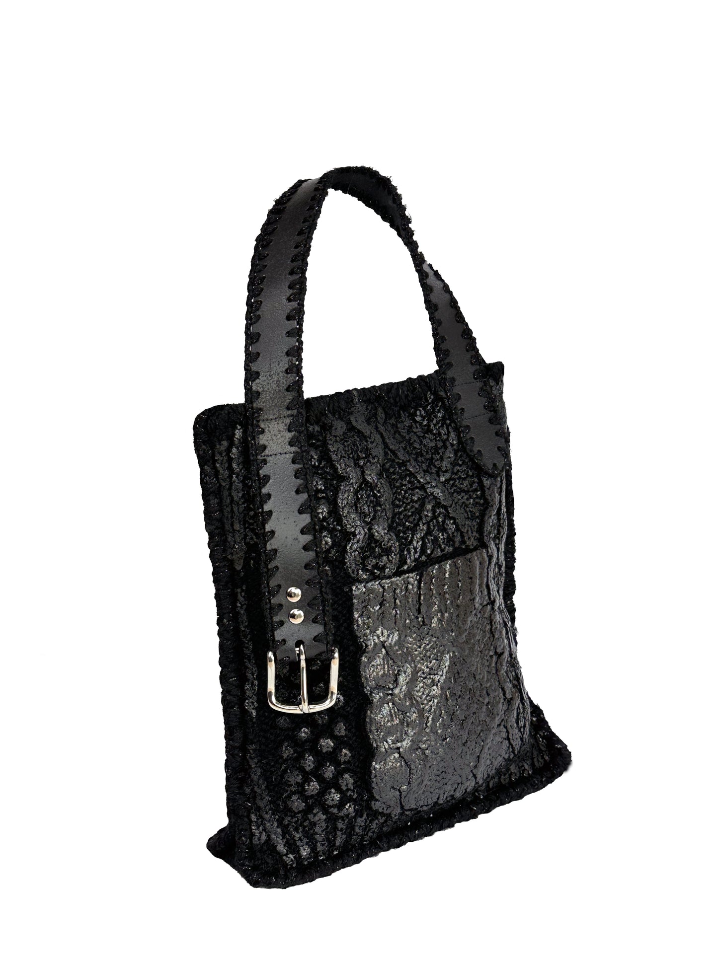 Upcycled  knitted mini tote bag