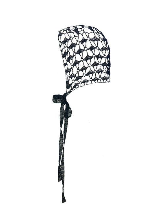 Lace metalic crochet bonnet