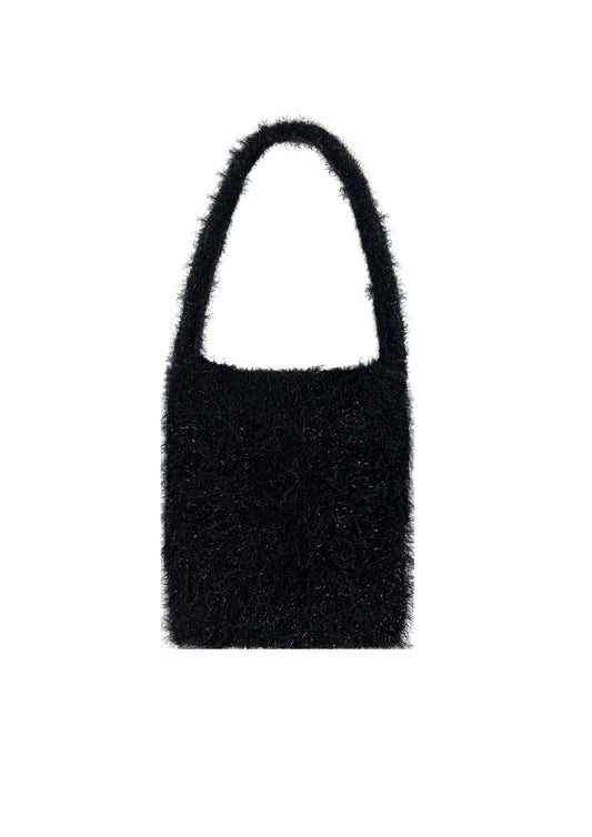 Knit fluffy tote bag